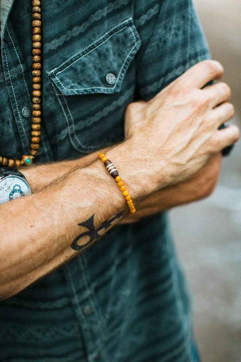 Vòng Tay Dzi Phối Hổ Phách